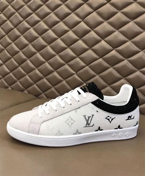 louis vuitton men's white sneaker with louis vuitton canvas|all white louis vuitton sneakers.